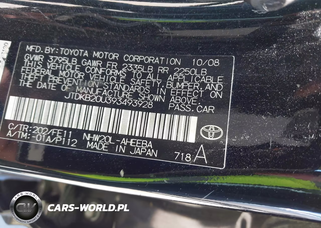 2009 Toyota Prius VIN:JTDKB20U393493928 - 9