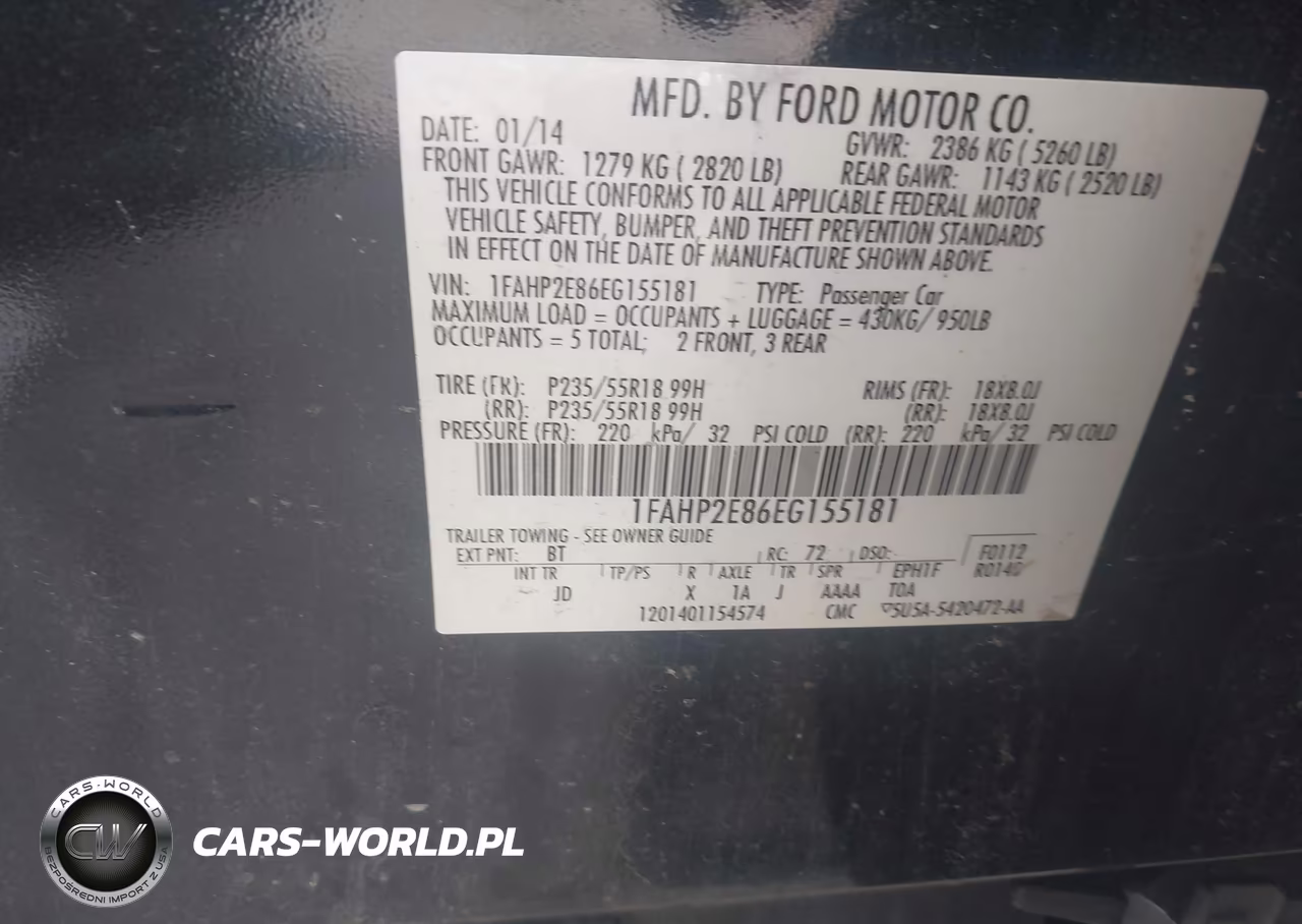 2014 FORD TAURUS SEL VIN:1FAHP2E86EG155181 - 9