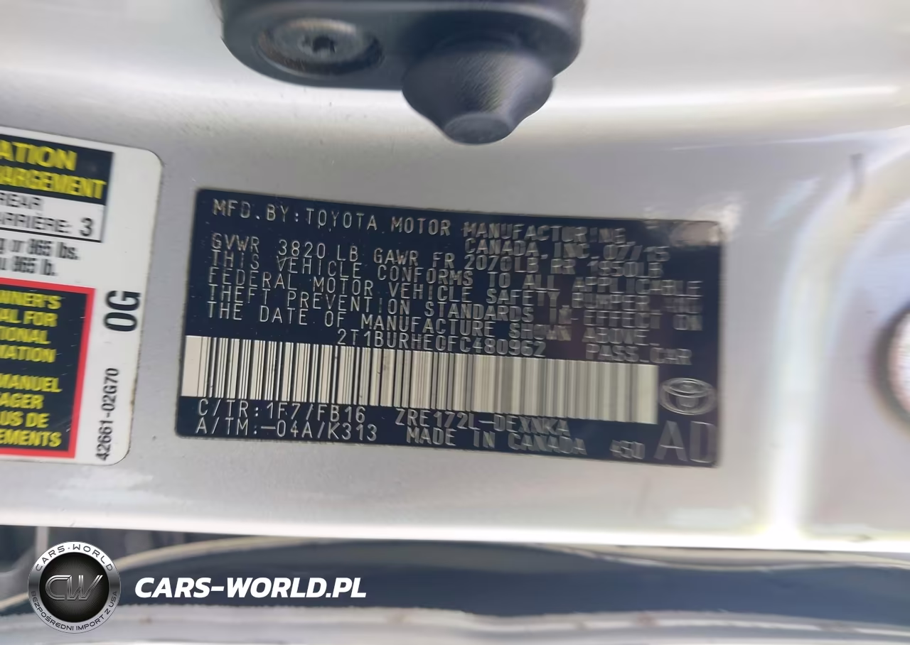 2015 Toyota Corolla Le VIN:2T1BURHE0FC480962 - 9