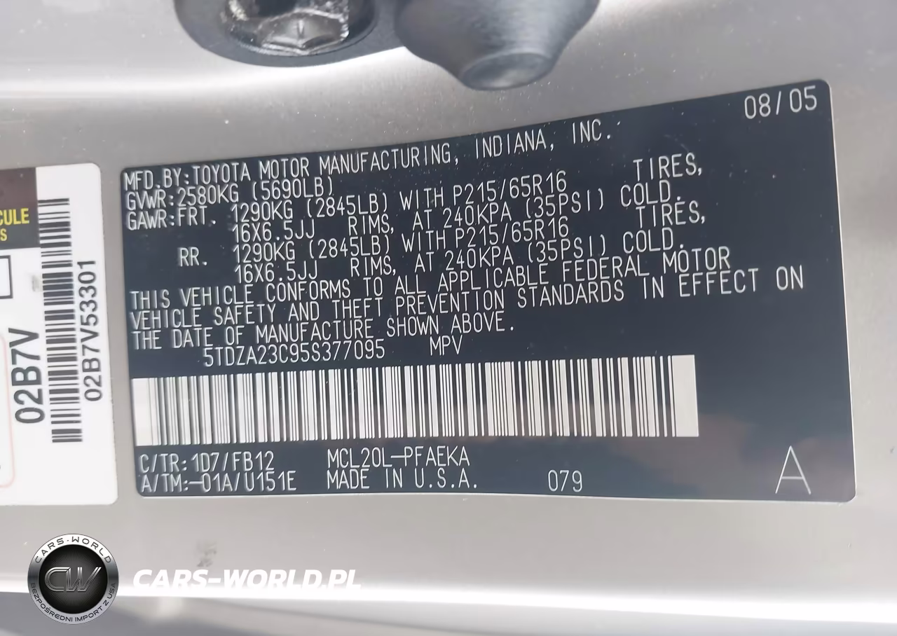 2005 Toyota Sienna Le VIN:5TDZA23C95S377095 - 9