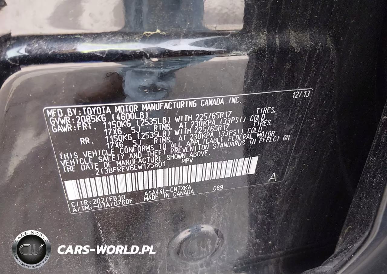 2014 Toyota Rav4 Le VIN:2T3BFREV6EW125801 - 9