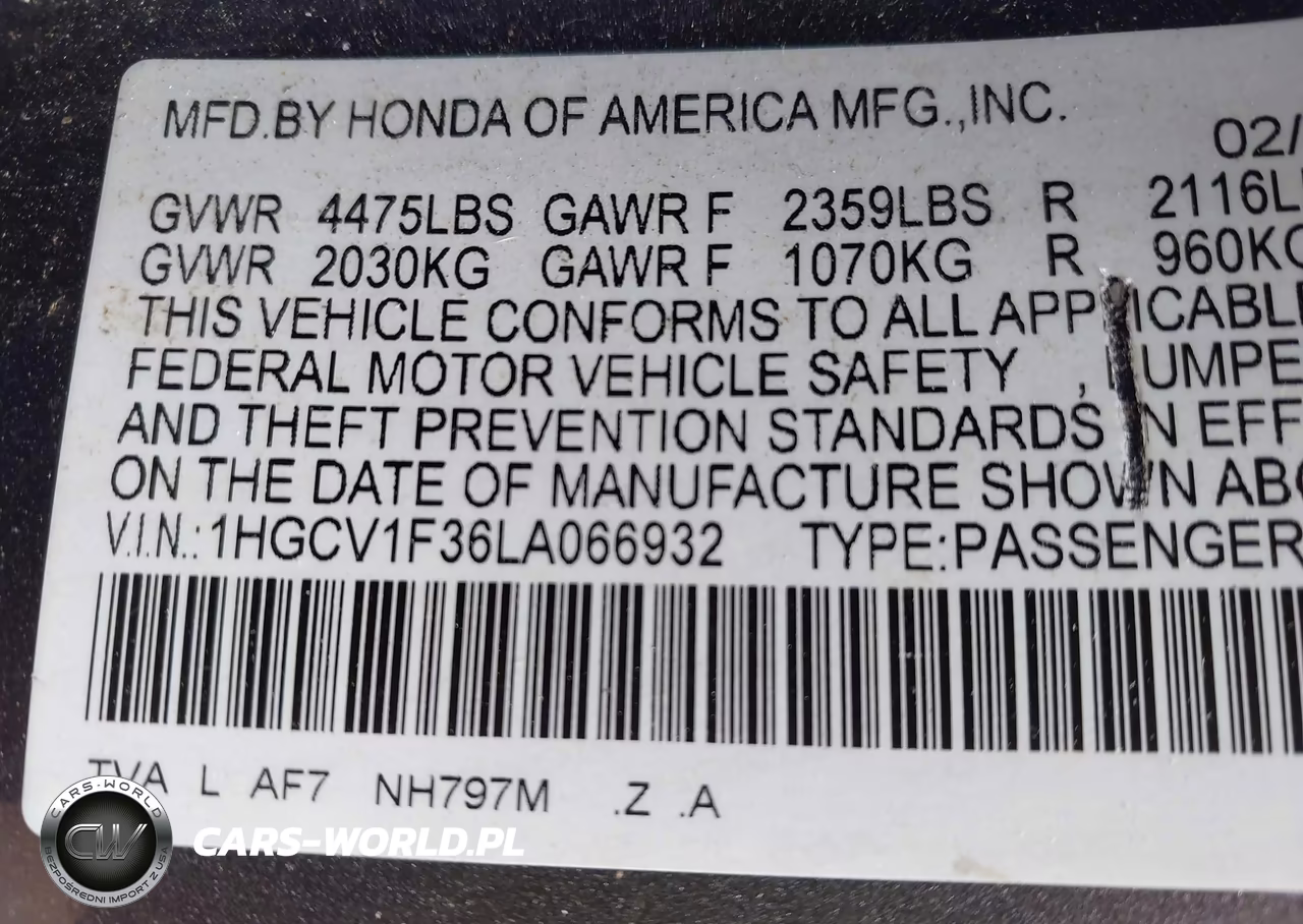 2020 Honda Accord Sport VIN:1HGCV1F36LA066932 - 9