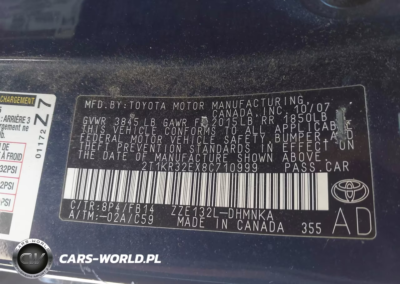 2008 Toyota Matrix Xr VIN:2T1KR32EX8C710999 - 9