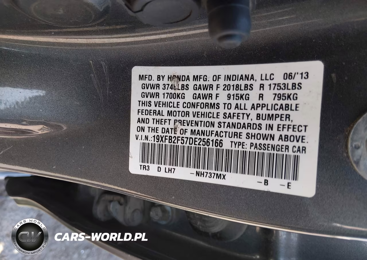 2013 Honda Civic Lx VIN:19XFB2F57DE256166 - 9