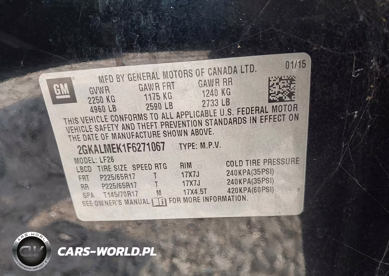 2015 GMC Terrain Sle-1 VIN:2GKALMEK1F6271067 - 9