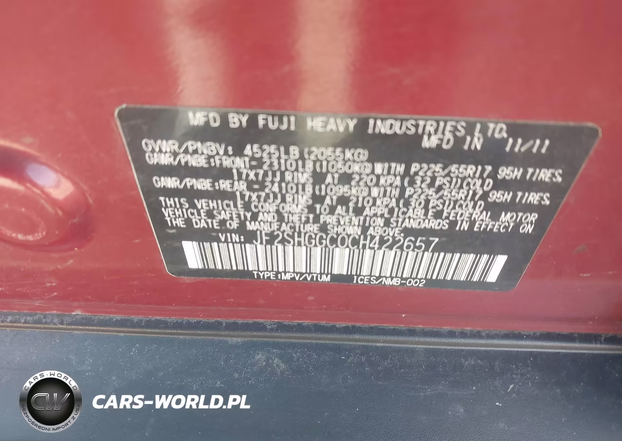 2012 Subaru Forester 2.5Xt Touring VIN:JF2SHGGC0CH422657 - 9