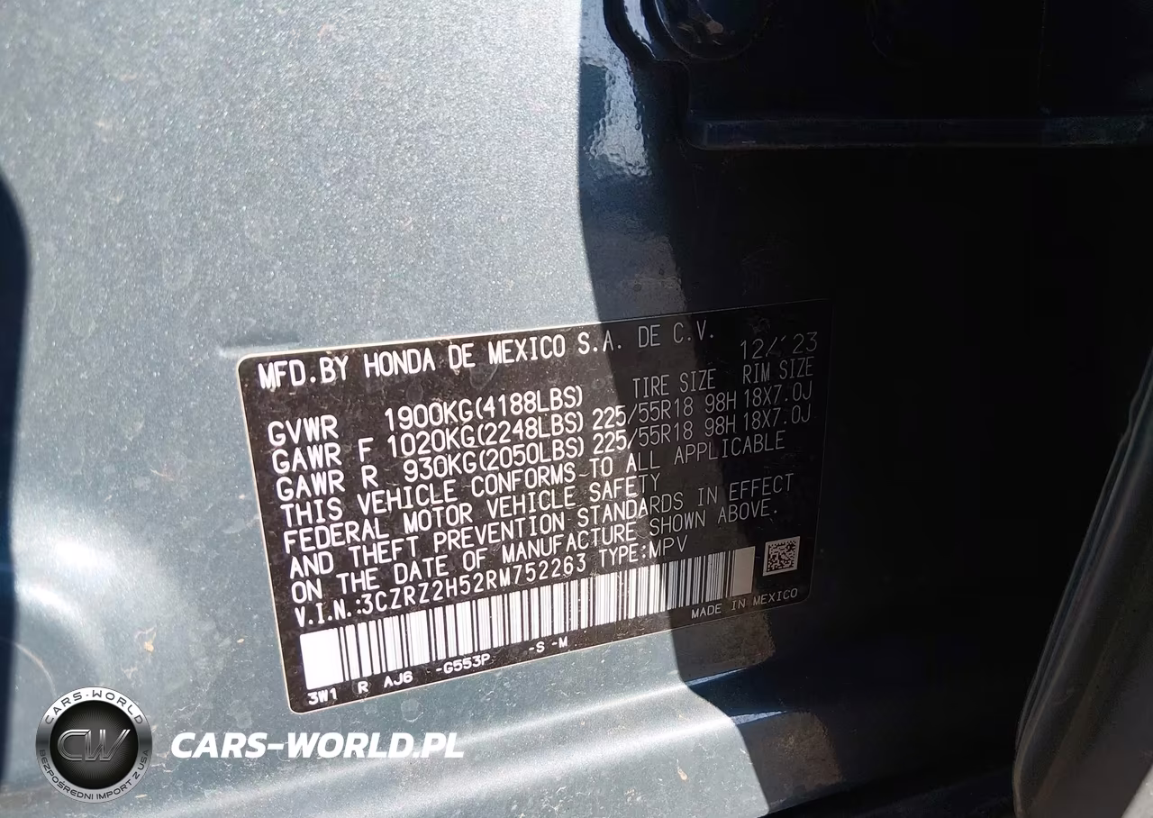 2024 Honda Hr-V Awd Sport-Awd Sport W-O Bsi VIN:3CZRZ2H52RM752263 - 9