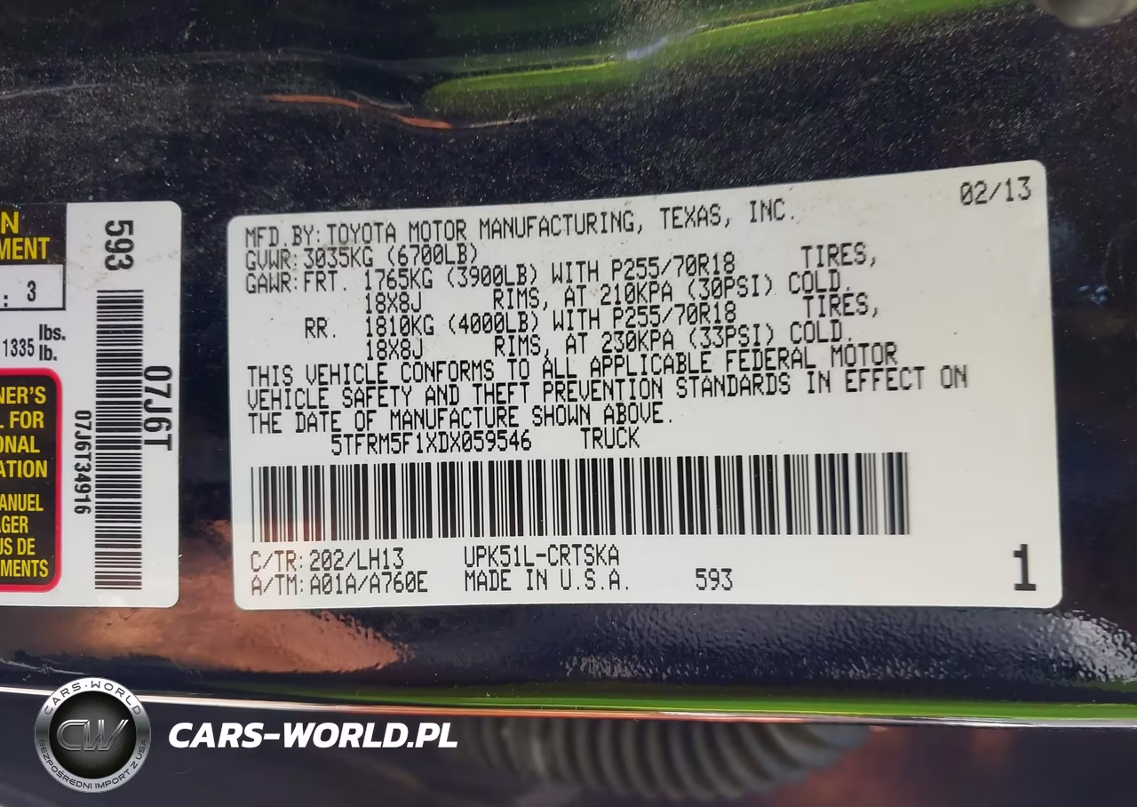 2013 Toyota Tundra Grade 4.6L V8 VIN:5TFRM5F1XDX059546 - 9
