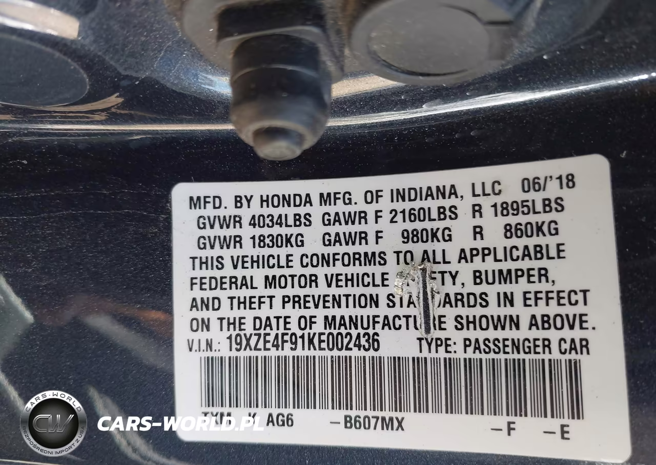 2019 Honda Insight Touring VIN:19XZE4F91KE002436 - 9