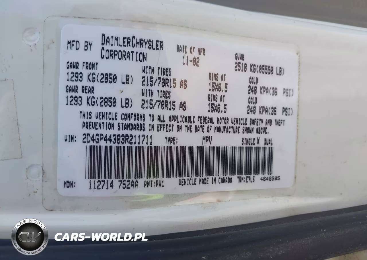 2003 Dodge Grand Caravan Sport VIN:2D4GP44383R211711 - 9