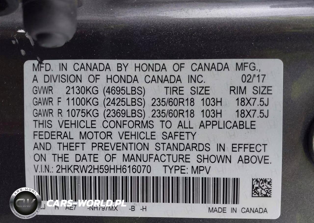 2017 Honda Cr-V Ex VIN:2HKRW2H59HH616070 - 9