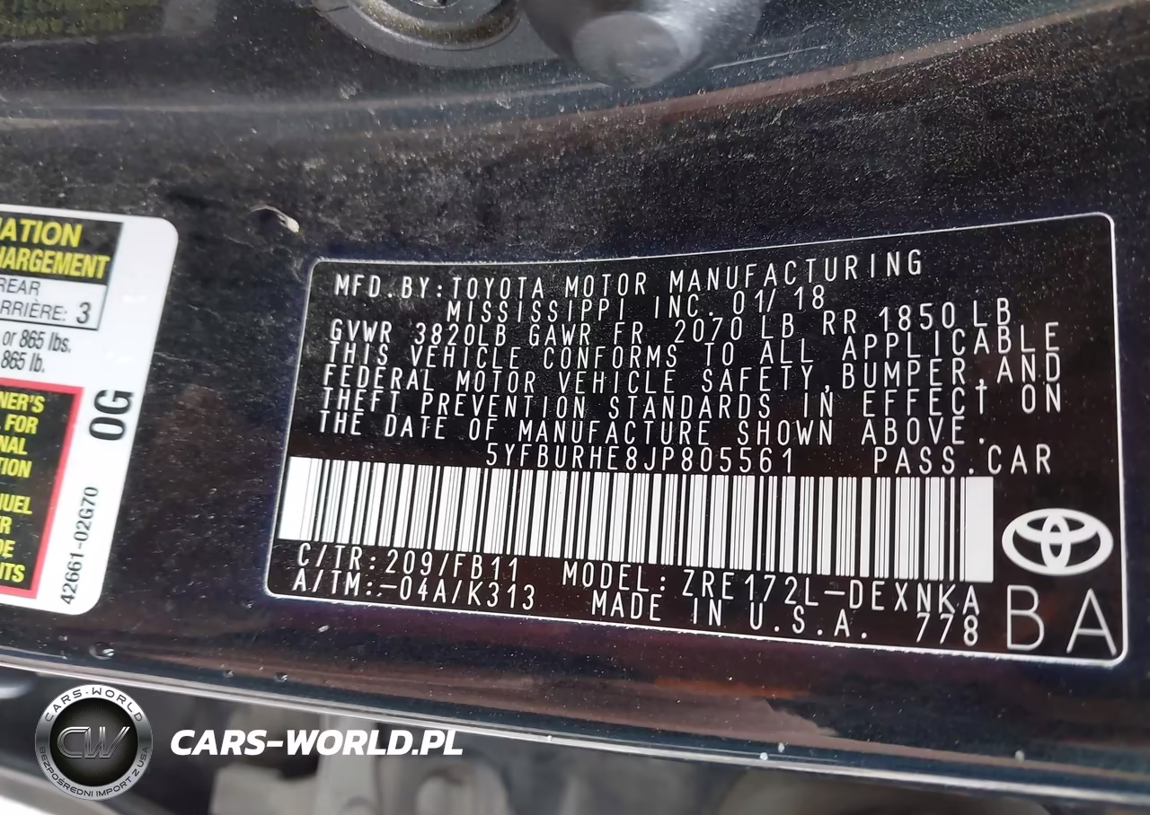2018 Toyota Corolla Le VIN:5YFBURHE8JP805561 - 9