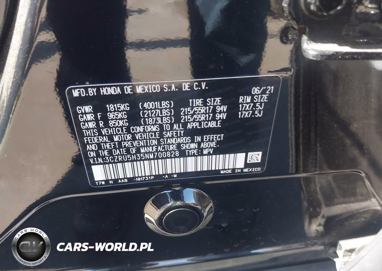 2022 Honda Hr-V 2Wd Lx VIN:3CZRU5H35NM700828 - 9