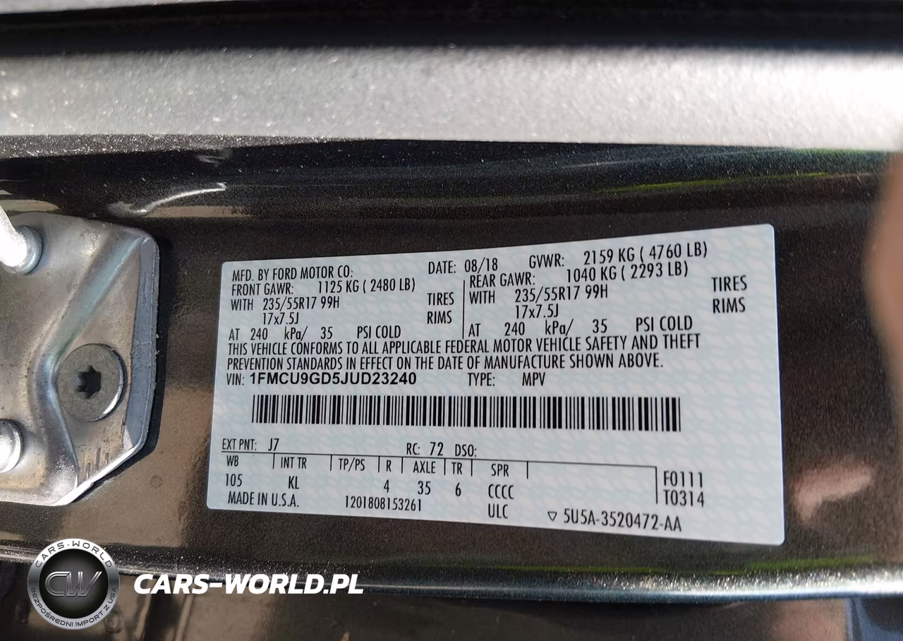2018 Ford Escape Se VIN:1FMCU9GD5JUD23240 - 9