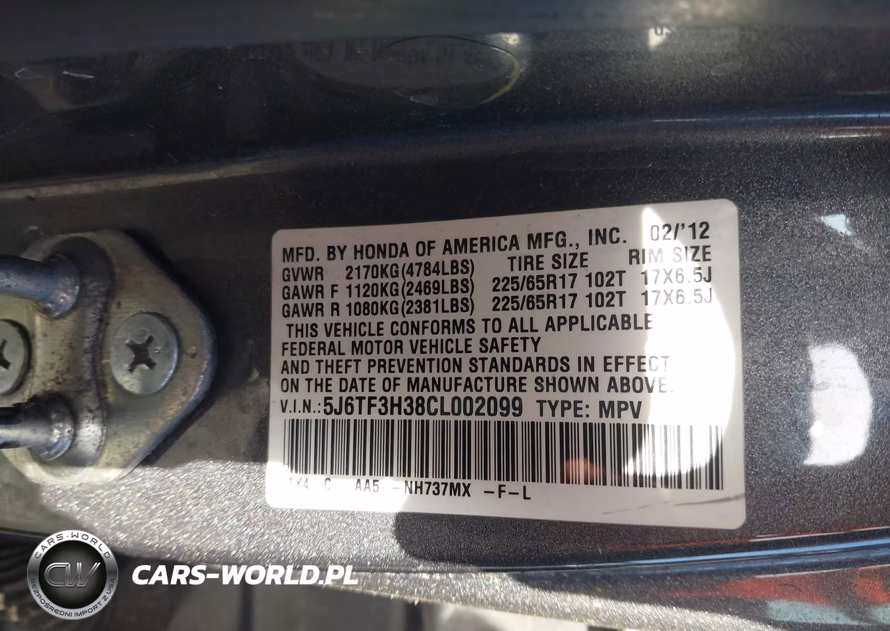 2012 Honda Crosstour 2.4 Ex VIN:5J6TF3H38CL002099 - 9