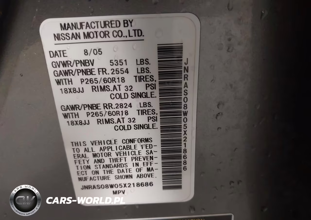 2005 Infiniti Fx35 VIN:JNRAS08W05X218686 - 9