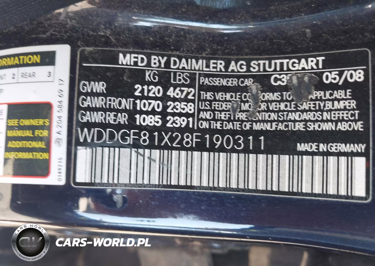 2008 Mercedes-Benz C 300 Luxury 4Matic-Sport 4Matic VIN:WDDGF81X28F190311 - 9