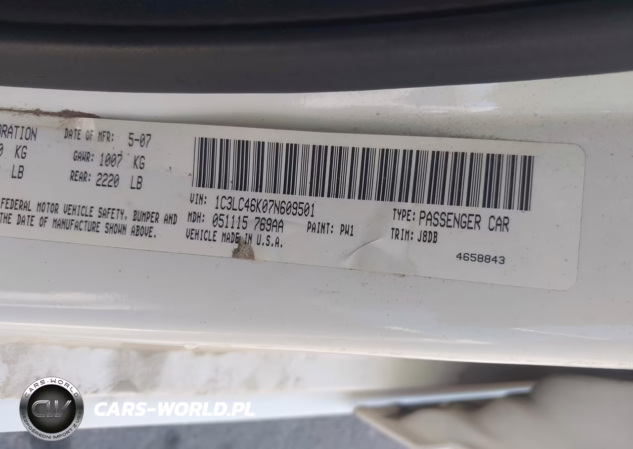 2007 Chrysler Sebring VIN:1C3LC46K07N609501 - 9