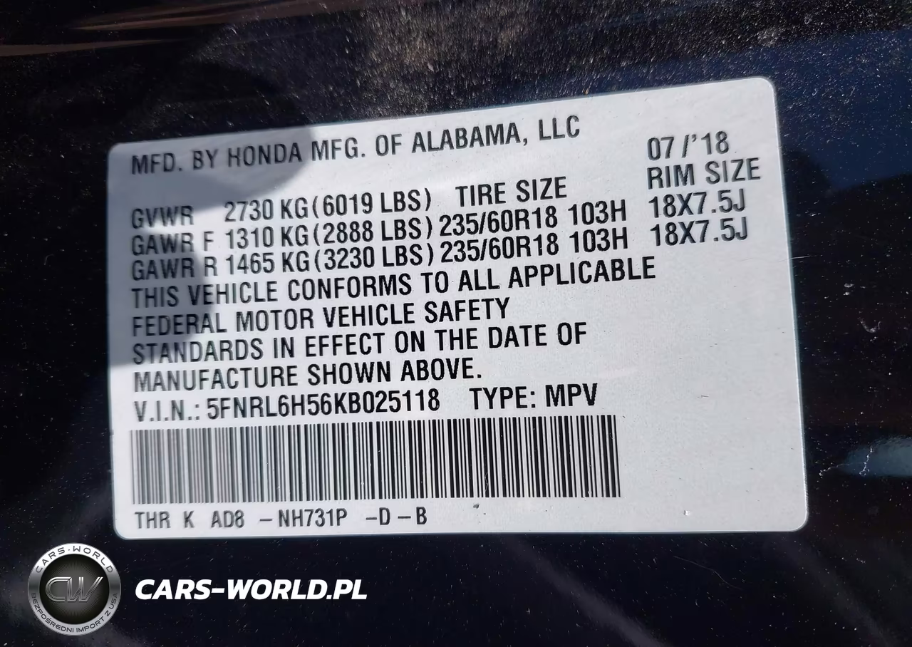 2019 Honda Odyssey Ex VIN:5FNRL6H56KB025118 - 9