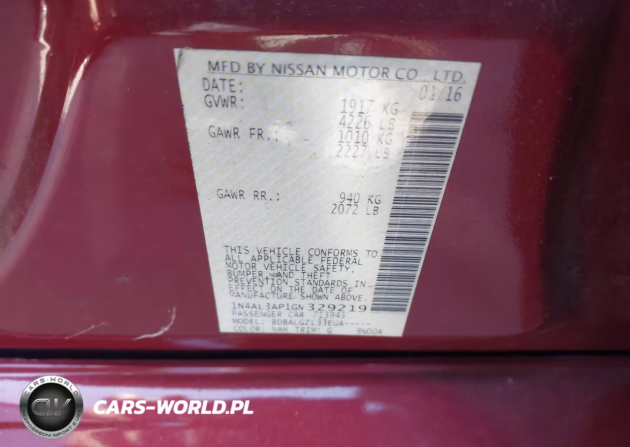 2016 Nissan Altima 2.5-2.5 S-2.5 Sl-2.5 Sr-2.5 Sv VIN:1N4AL3AP1GN329219 - 9