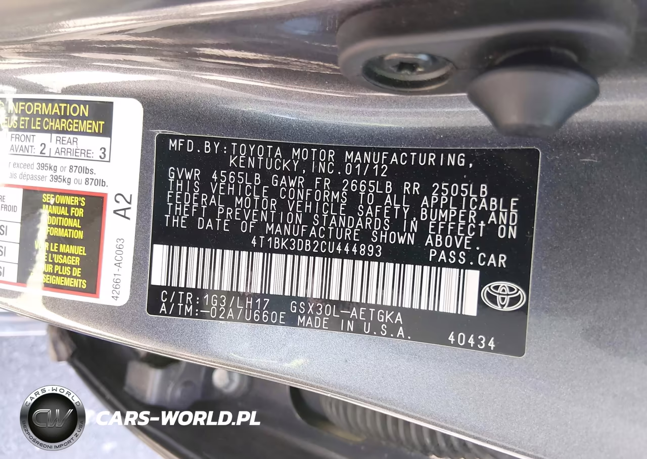 2012 Toyota Avalon VIN:4T1BK3DB2CU444893 - 9