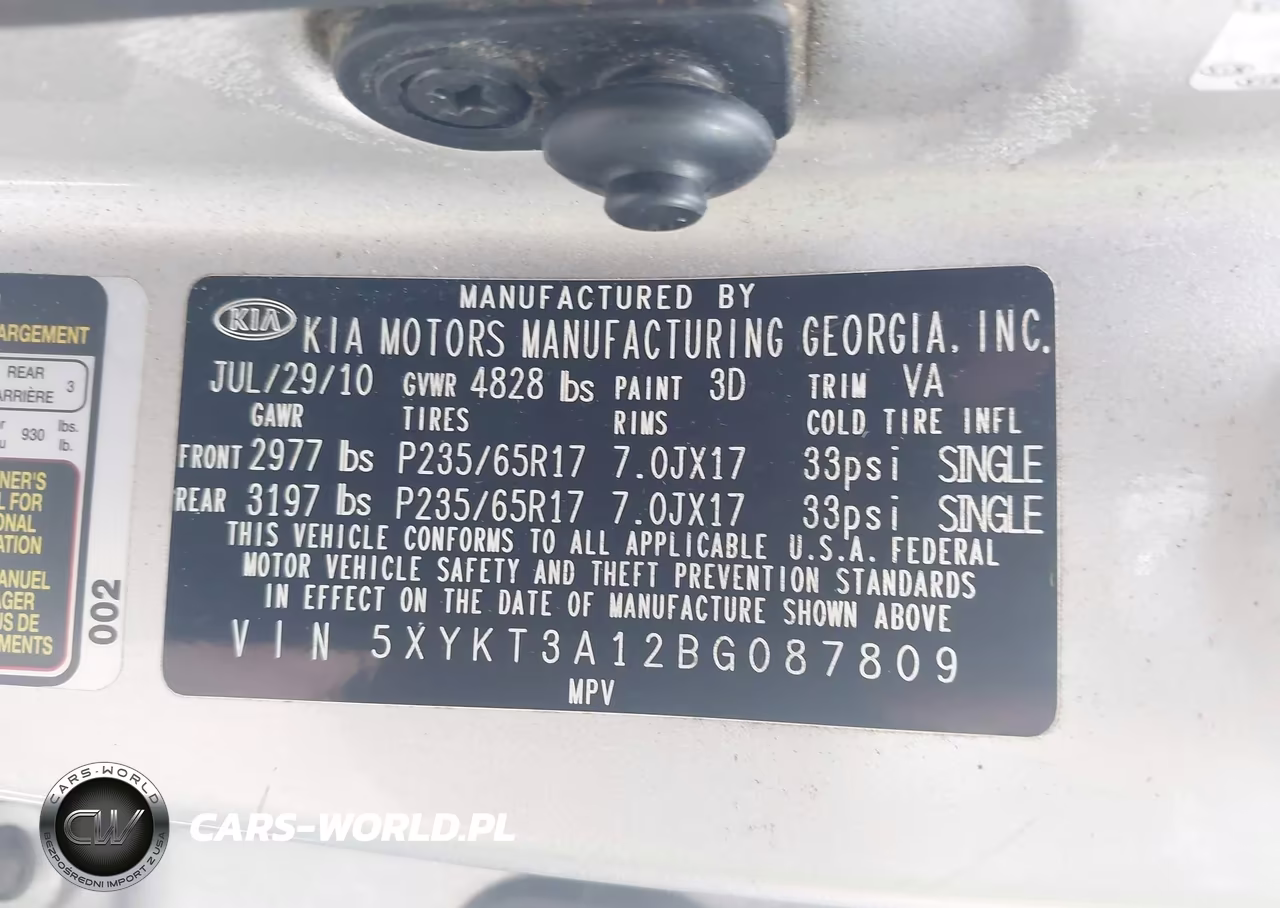 2011 Kia Sorento Lx VIN:5XYKT3A12BG087809 - 9