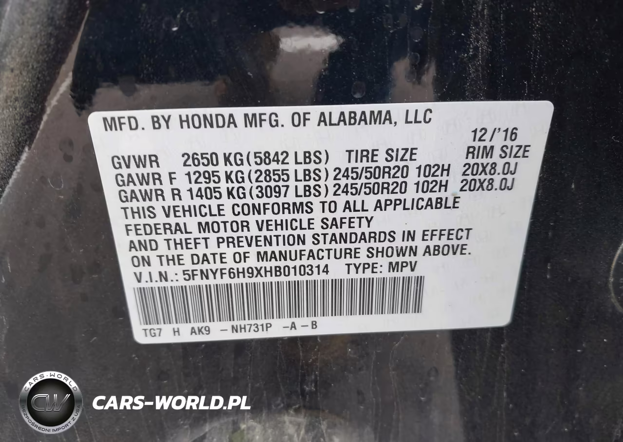 2017 Honda Pilot Touring VIN:5FNYF6H9XHB010314 - 9