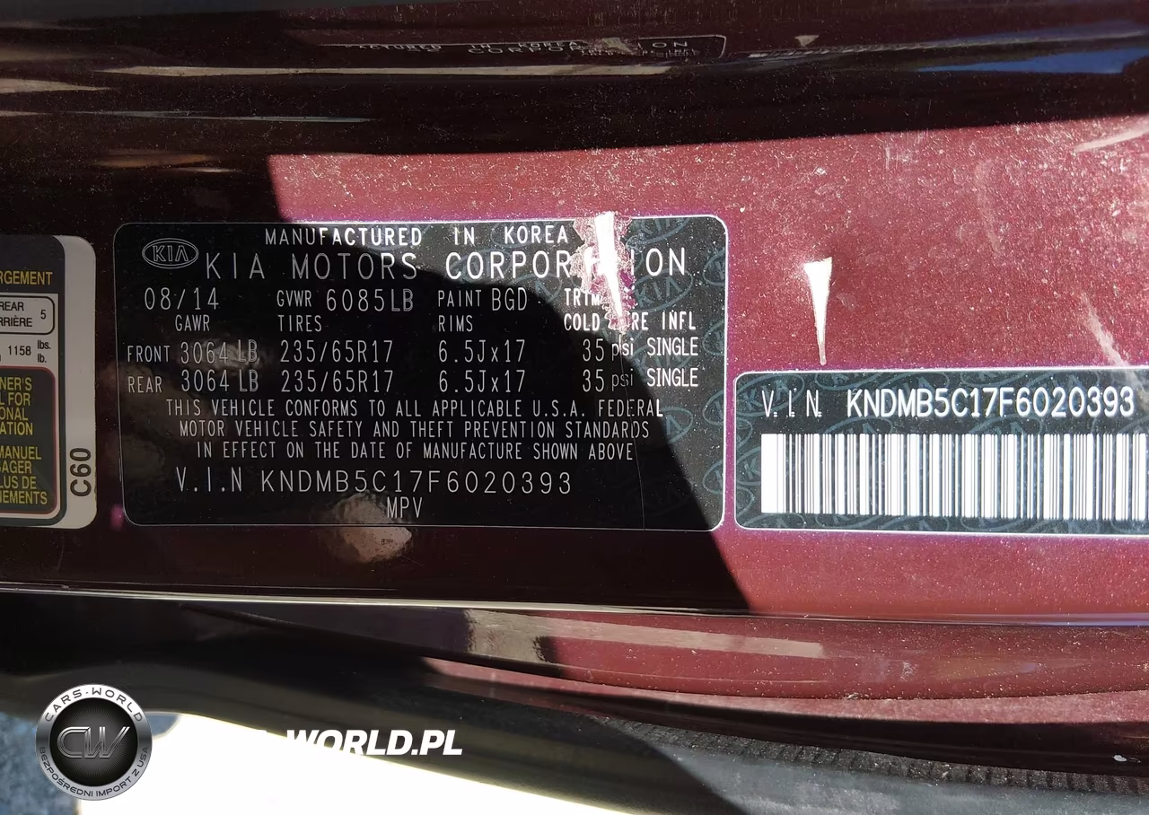 2015 Kia Sedona Lx VIN:KNDMB5C17F6020393 - 9