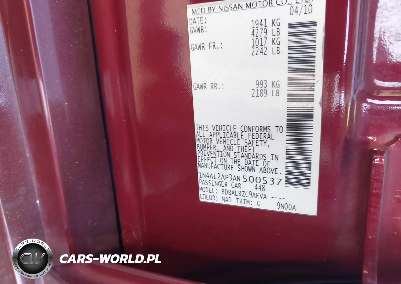 2010 Nissan Altima 2.5 S VIN:1N4AL2AP3AN500537 - 9