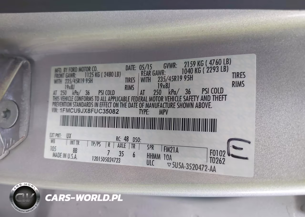 2015 Ford Escape Titanium VIN:1FMCU9JX8FUC35082 - 9