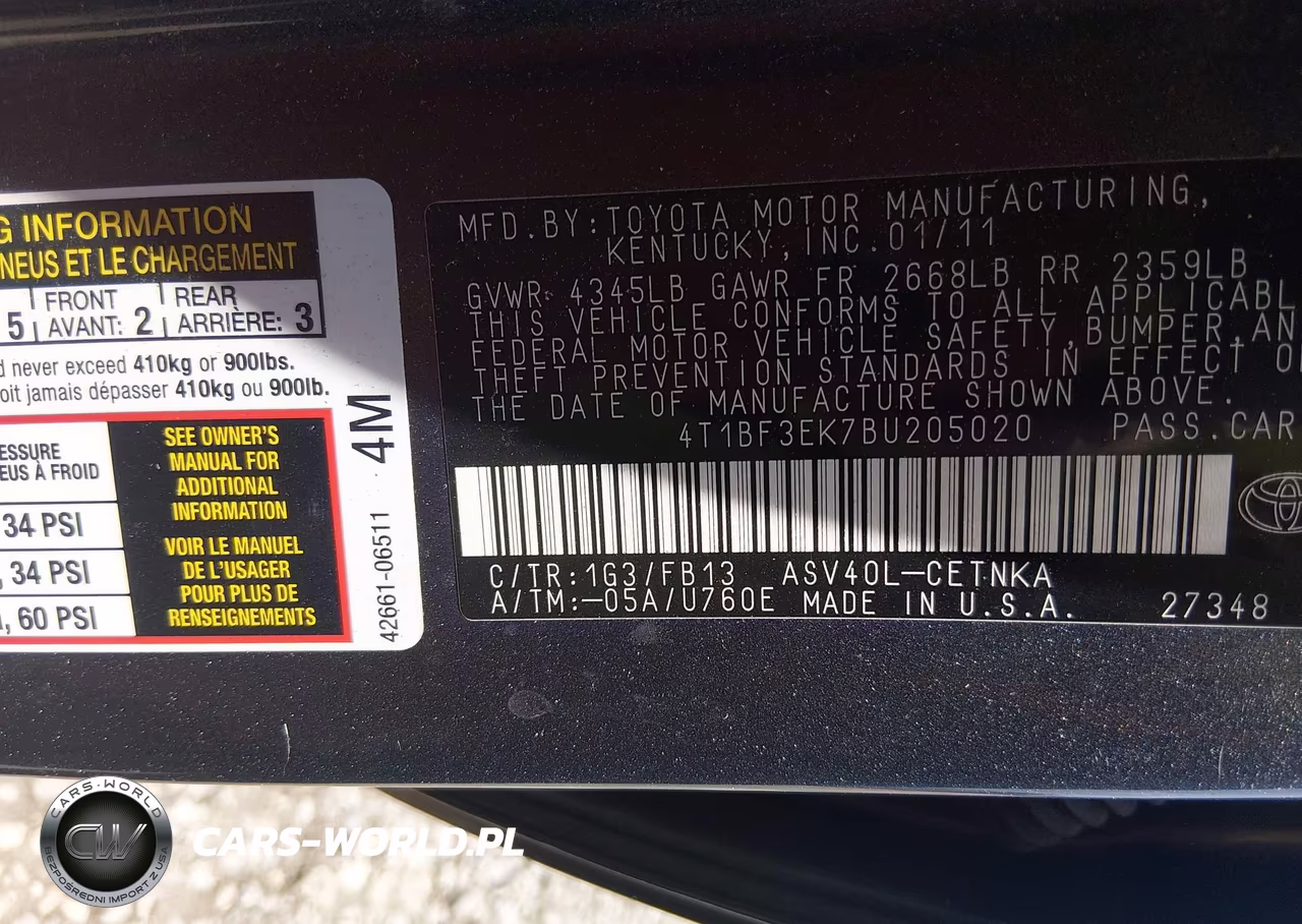 2011 Toyota Camry Le VIN:4T1BF3EK7BU205020 - 9