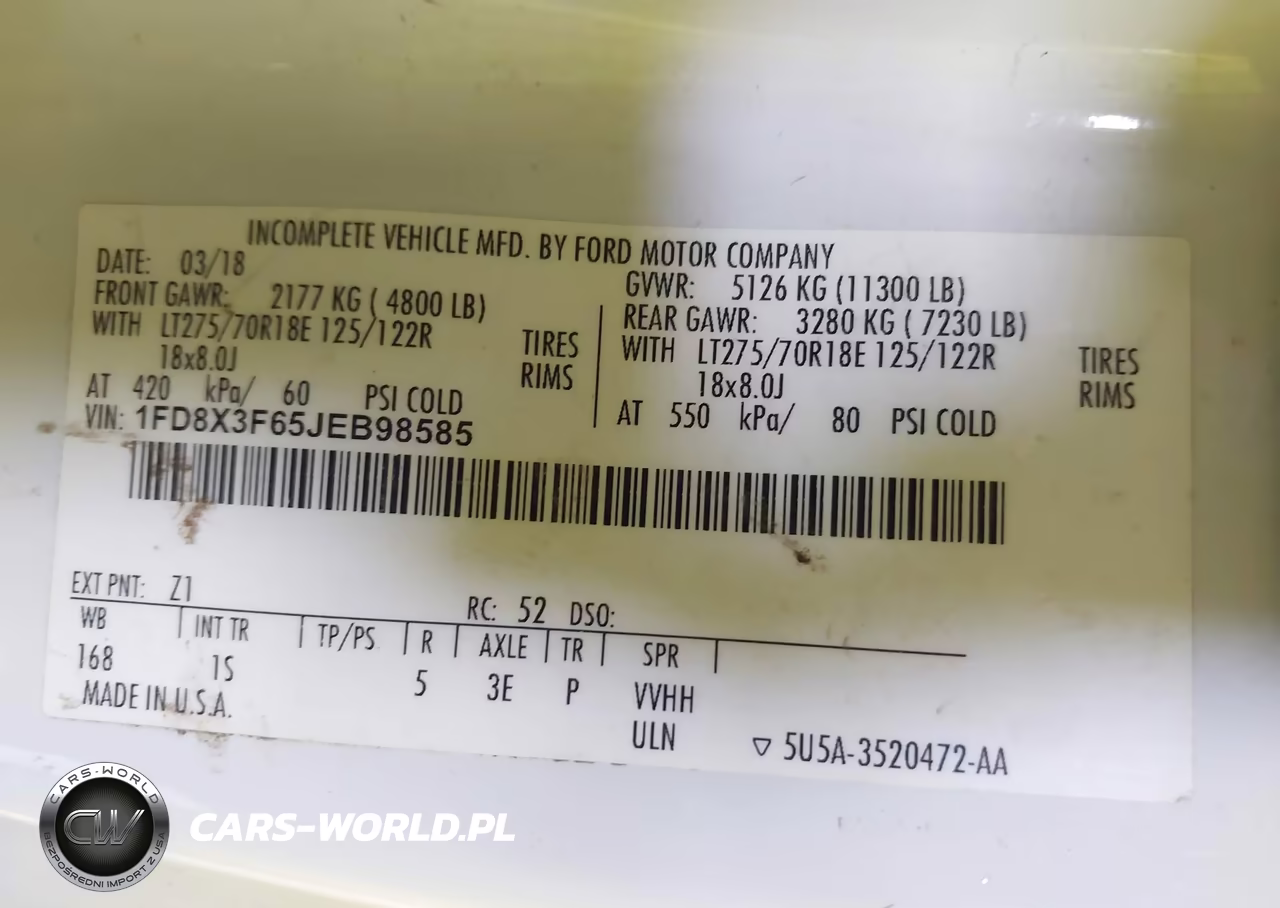 2018 Ford F-350 Chassis Xl VIN:1FD8X3F65JEB98585 - 9
