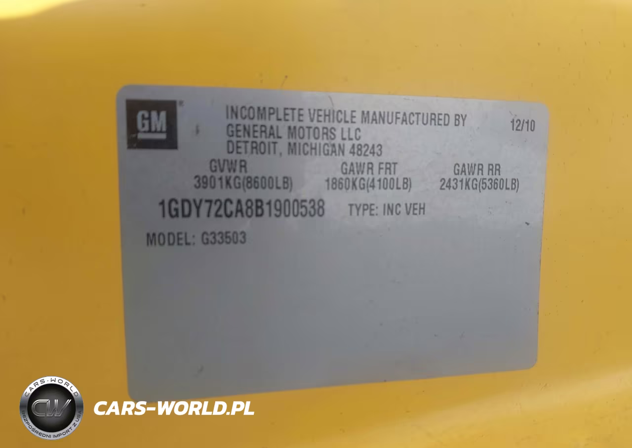 2011 GMC Savana Cutaway Work Van VIN:1GDY72CA8B1900538 - 8
