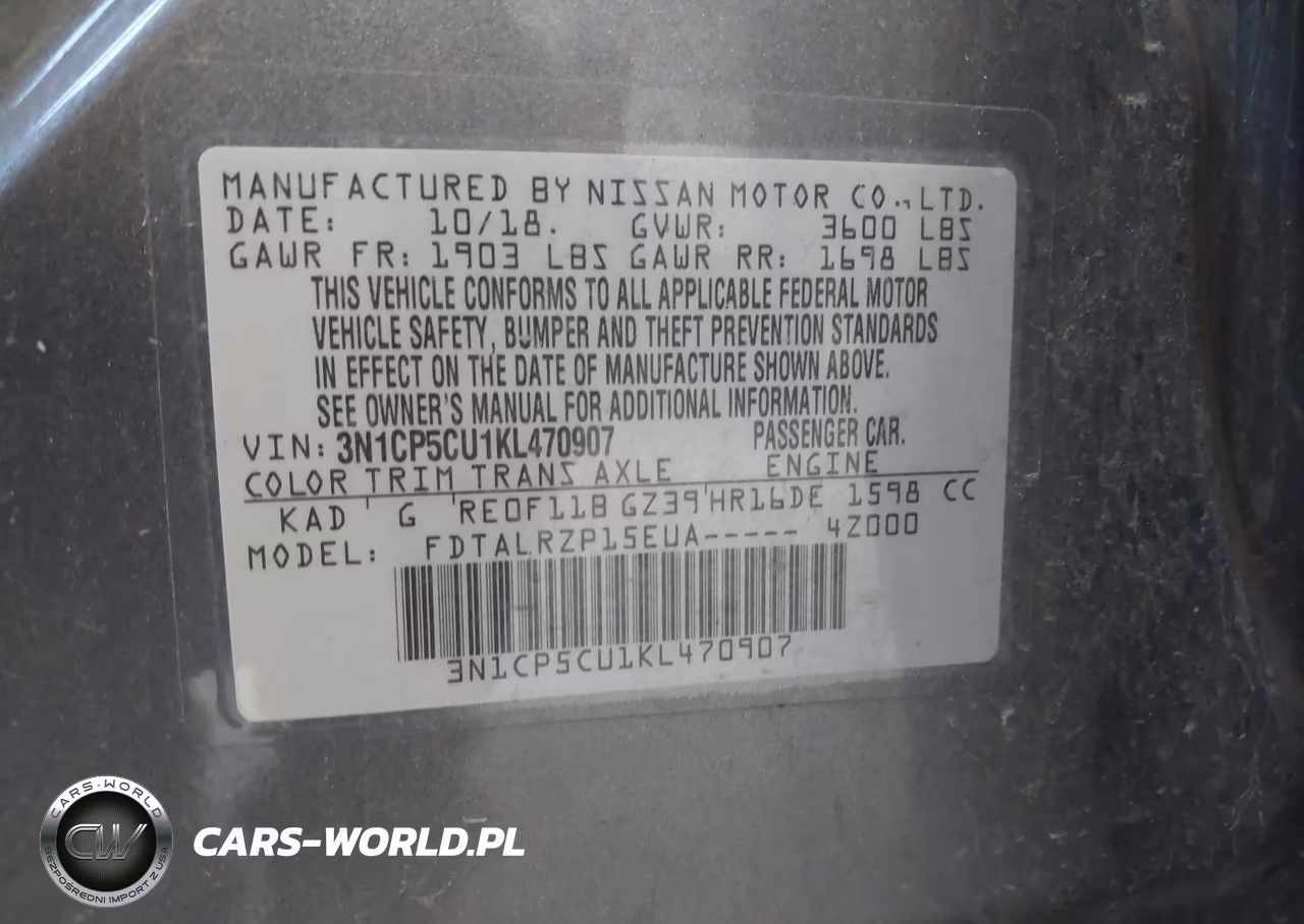 2019 Nissan Kicks S VIN:3N1CP5CU1KL470907 - 9