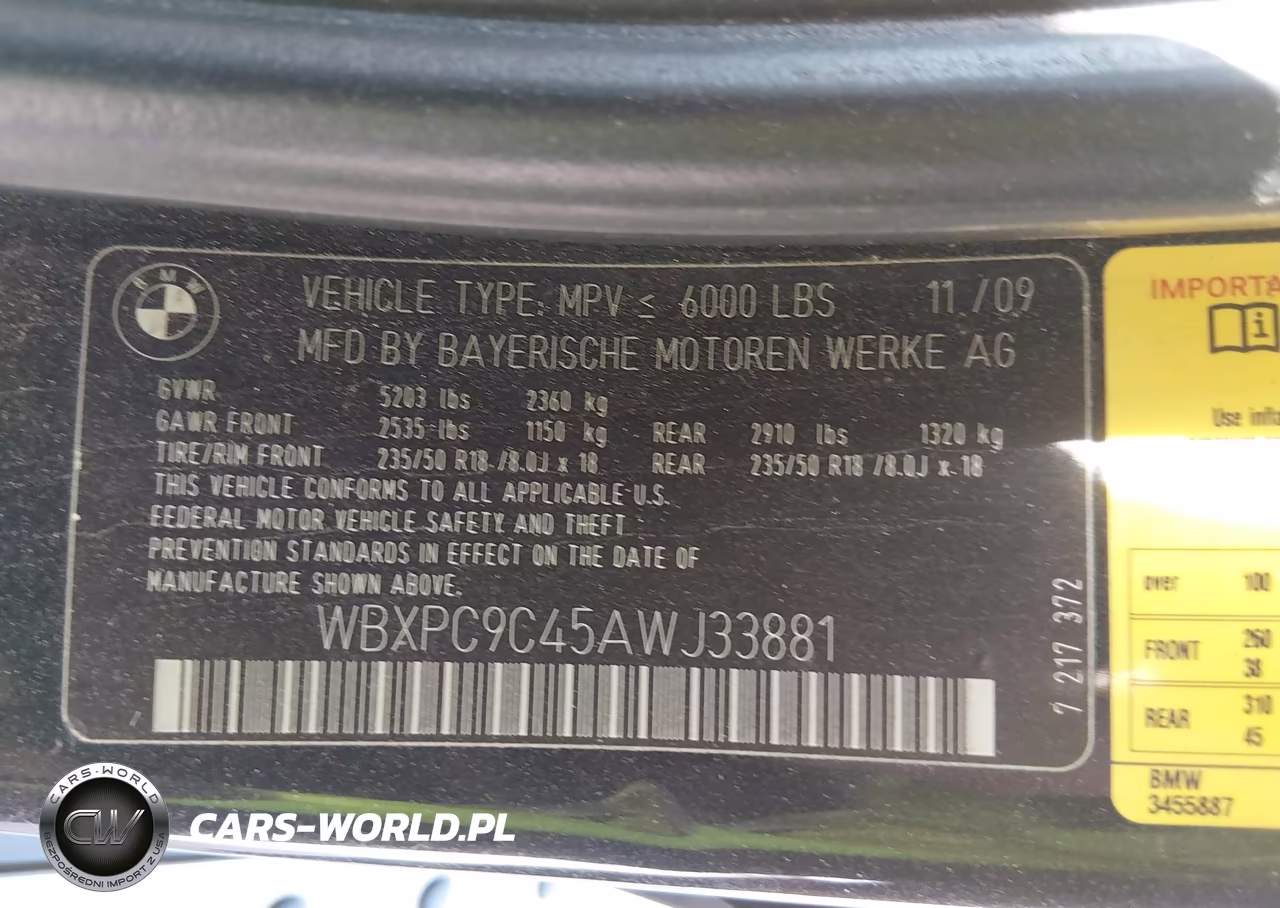 2010 BMW X3 xDrive30I VIN:WBXPC9C45AWJ33881 - 9