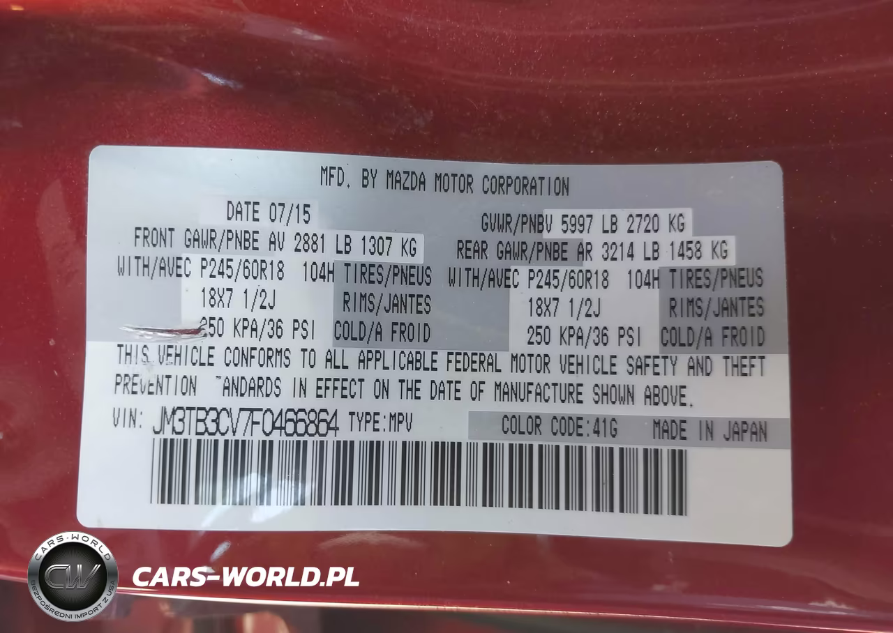 2015 Mazda Cx-9 Touring VIN:JM3TB3CV7F0466864 - 9
