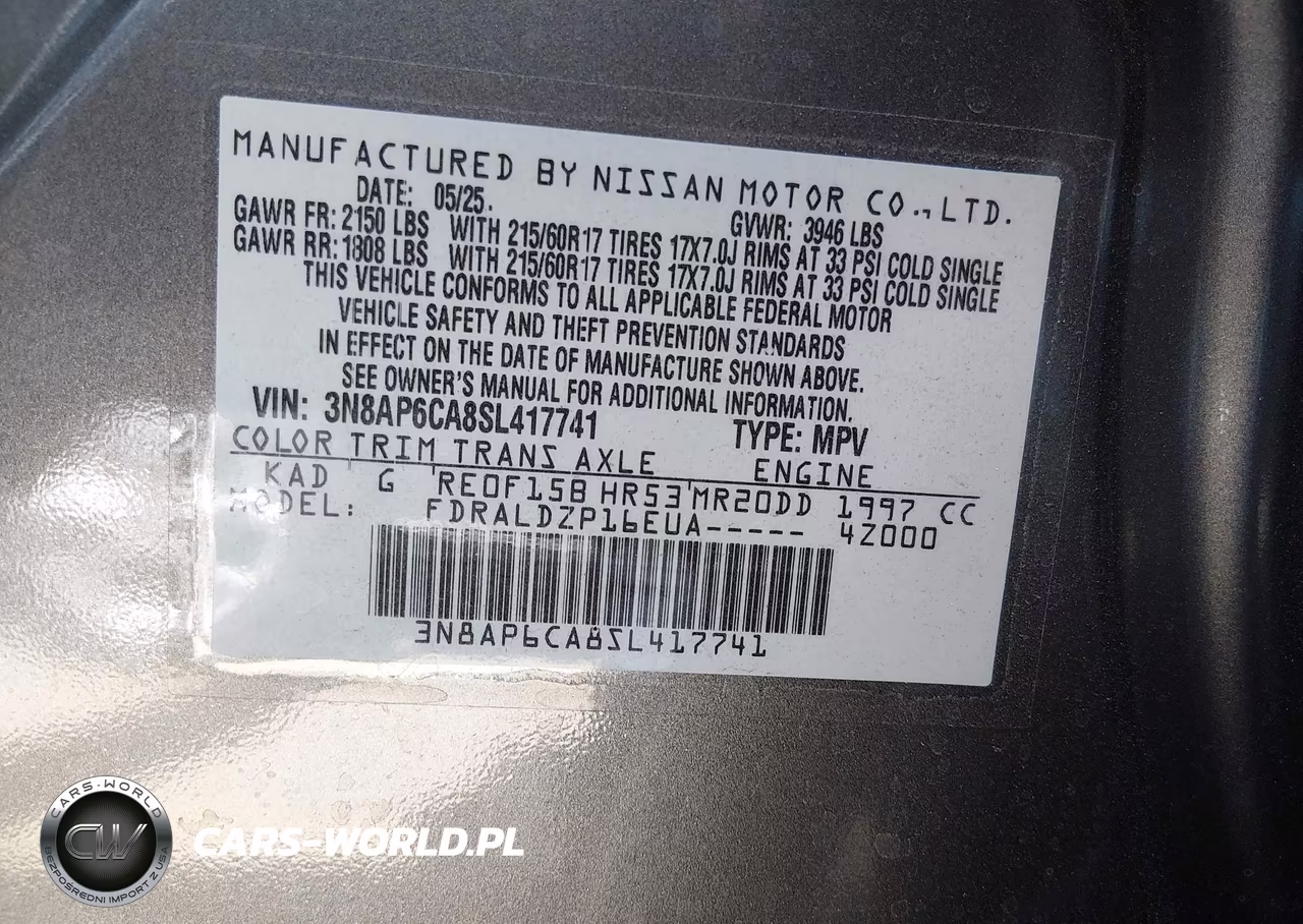 2025 Nissan Kicks Sv Fwd VIN:3N8AP6CA8SL417741 - 9