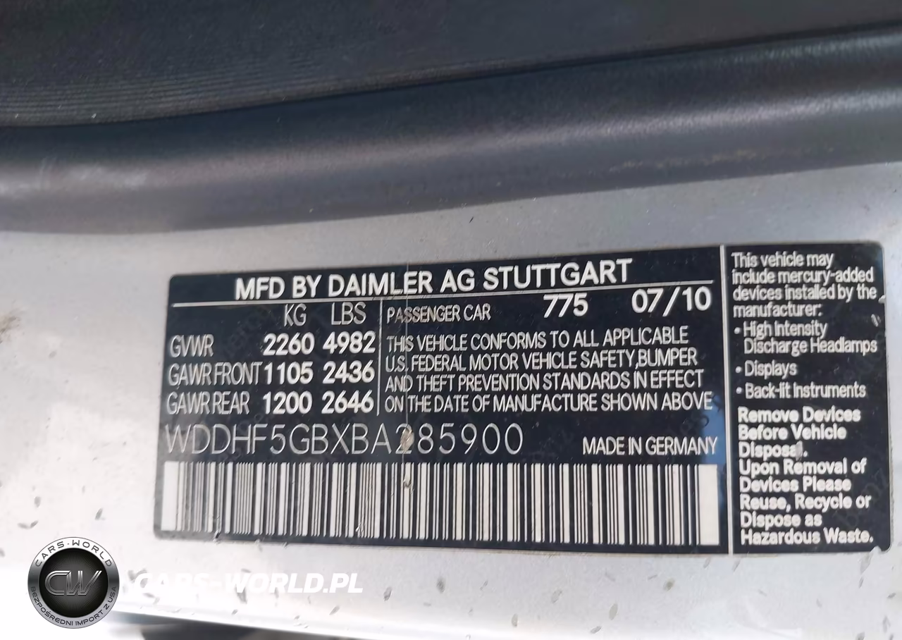 2011 Mercedes-Benz E 350 VIN:WDDHF5GBXBA285900 - 9