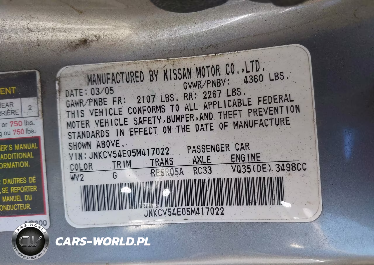 2005 Infiniti G35 VIN:JNKCV54E05M417022 - 9