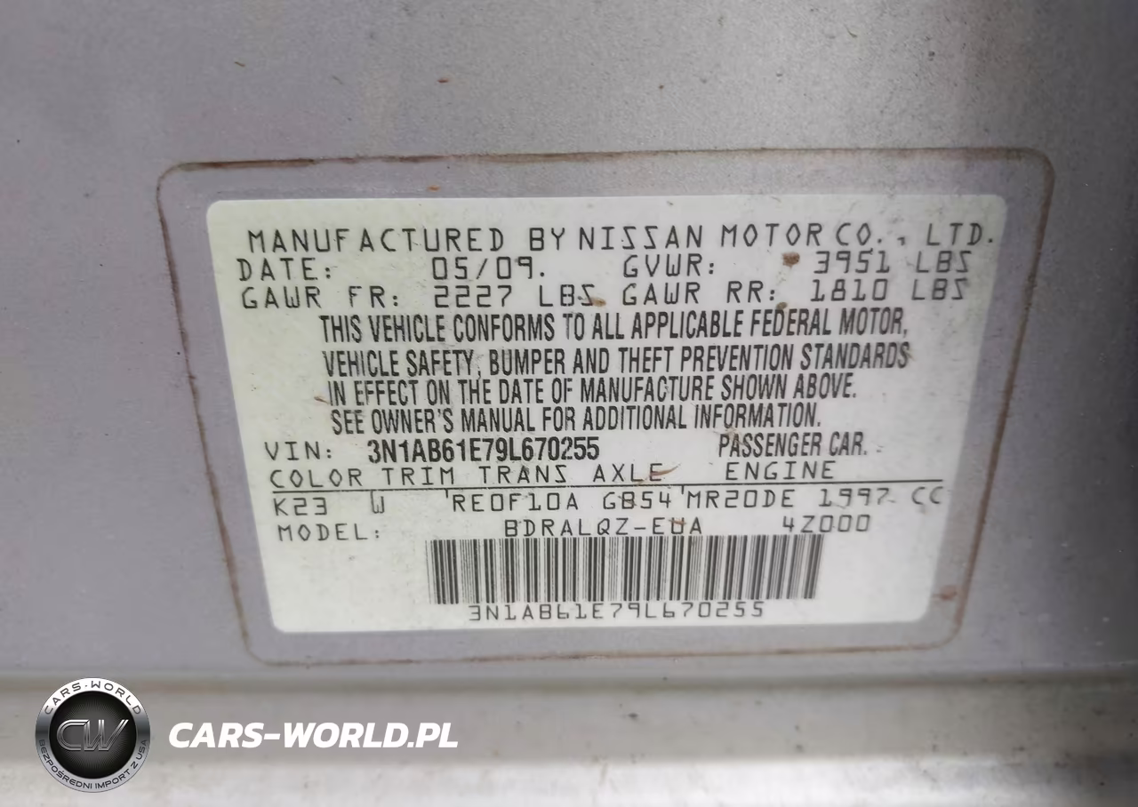 2009 Nissan Sentra 2.0 VIN:3N1AB61E79L670255 - 9