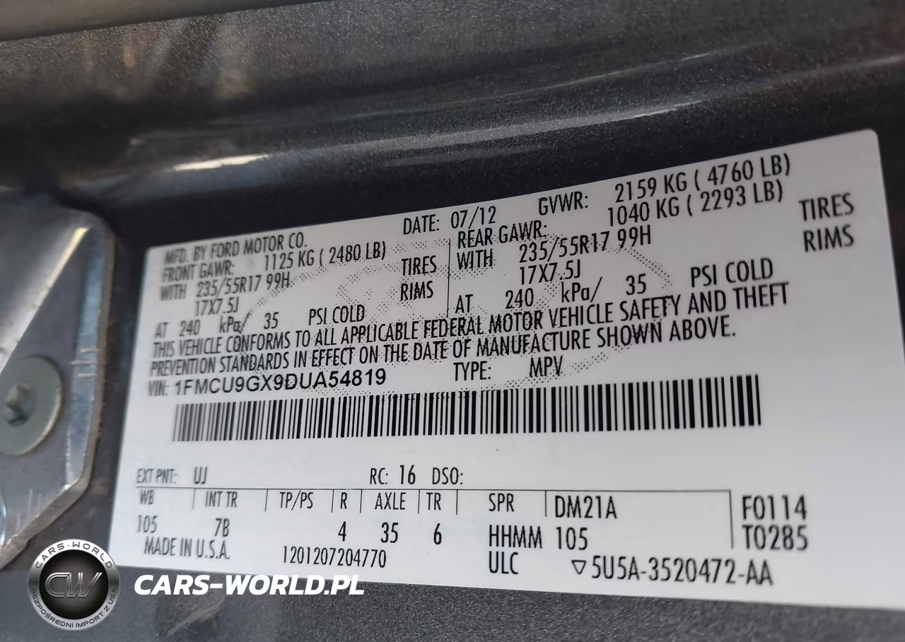 2013 Ford Escape Se VIN:1FMCU9GX9DUA54819 - 9