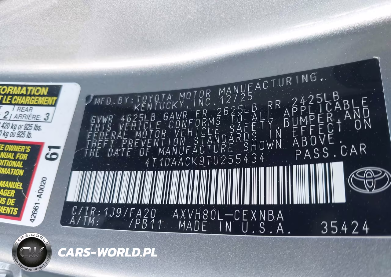 2026 Toyota Camry Le VIN:4T1DAACK9TU255434 - 9
