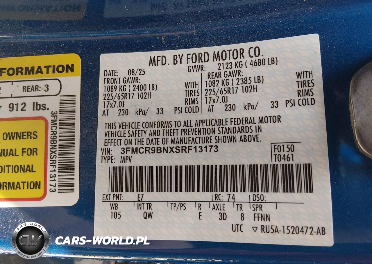 2025 Ford Bronco Sport Big Bend VIN:3FMCR9BNXSRF13173 - 9
