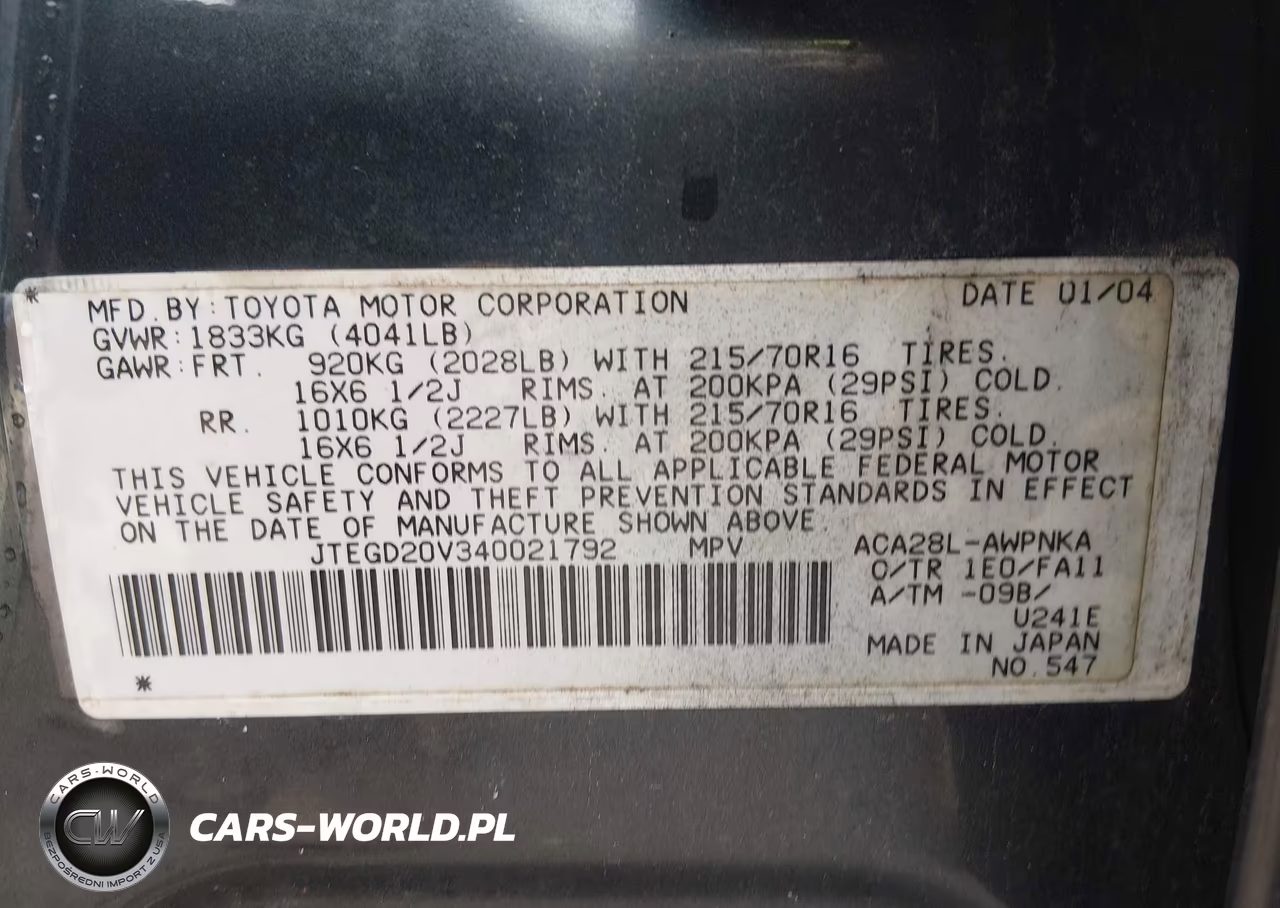 2004 Toyota Rav4 VIN:JTEGD20V340021792 - 9