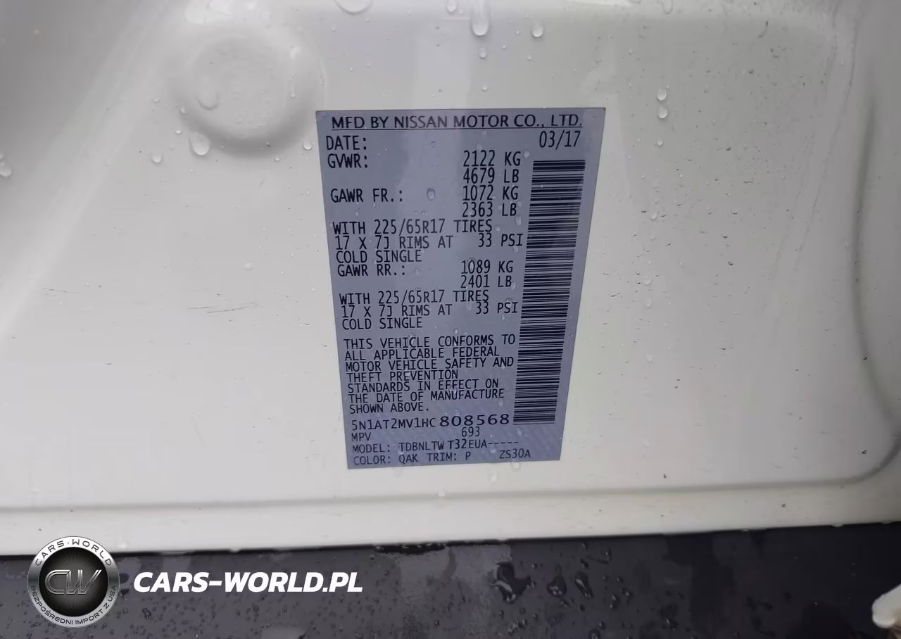 2017 Nissan Rogue Sv VIN:5N1AT2MV1HC808568 - 9