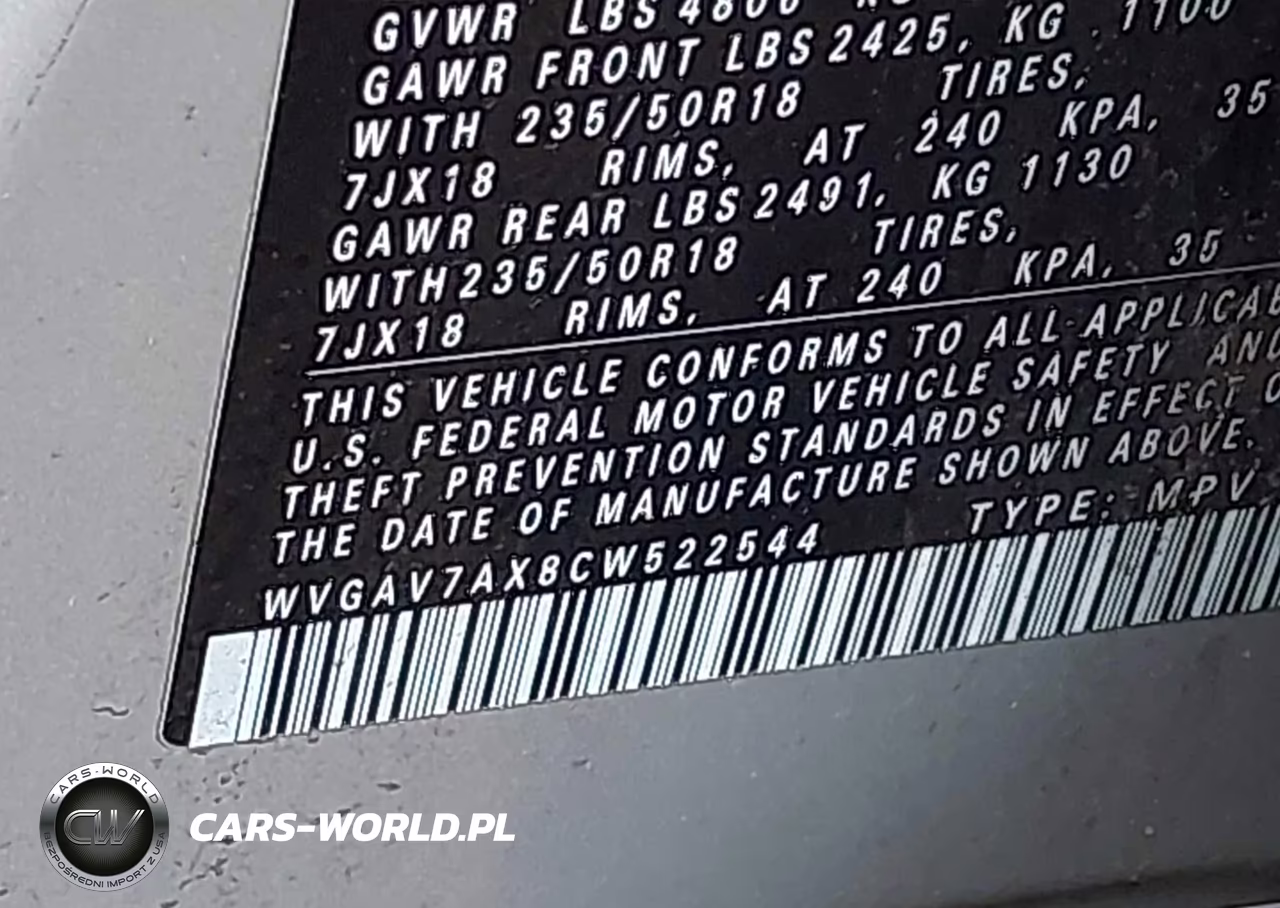 2012 Volkswagen Tiguan Se VIN:WVGAV7AX8CW522544 - 9