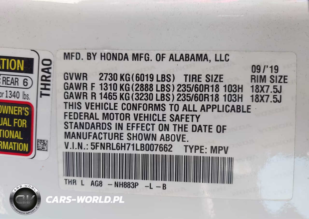 2020 Honda Odyssey Ex-L-Ex-L W-Navi Res VIN:5FNRL6H71LB007662 - 9