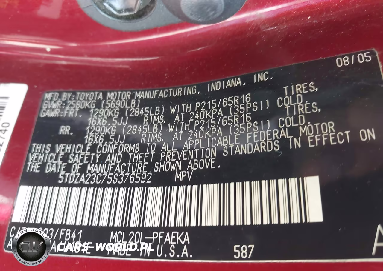 2005 Toyota Sienna Le VIN:5TDZA23C75S376592 - 9