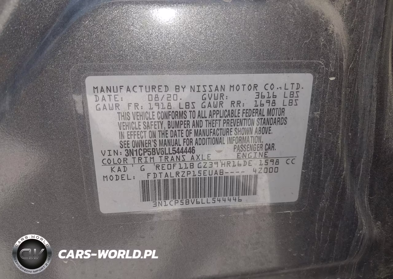2020 Nissan Kicks S Xtronic Cvt VIN:3N1CP5BV6LL544446 - 9