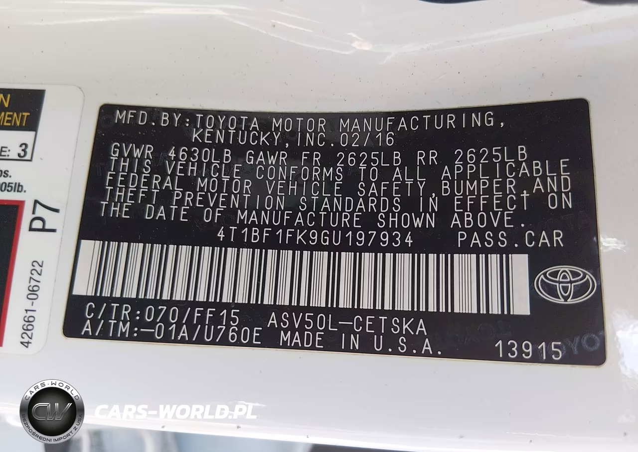 2016 Toyota Camry Se VIN:4T1BF1FK9GU197934 - 9